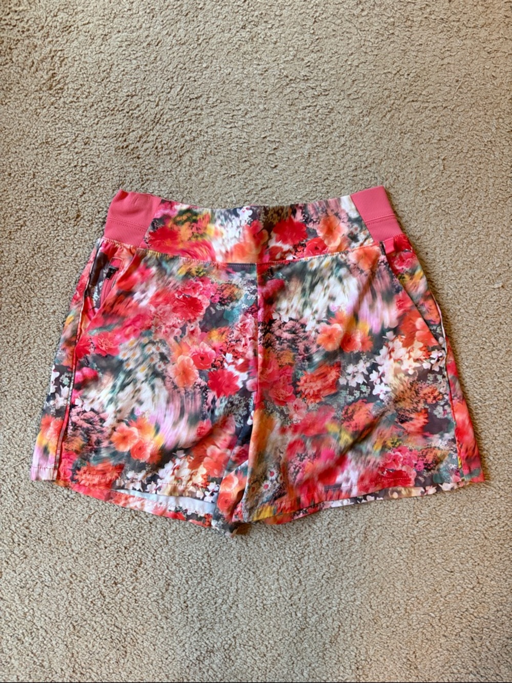 Athleta Pink Floral Stretch Athletic Shorts